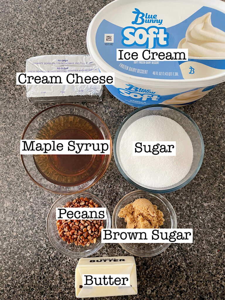 Ingredients to make Maple butter sauce.
