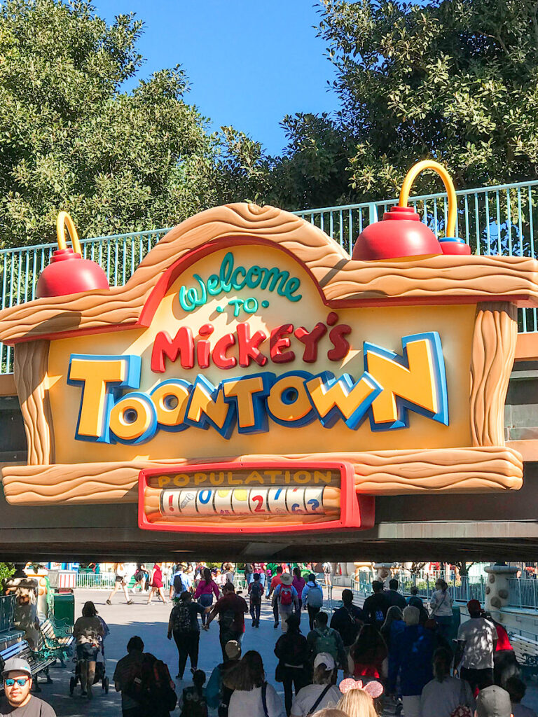 Entrance to Mickey's Toontown at Disneyland.