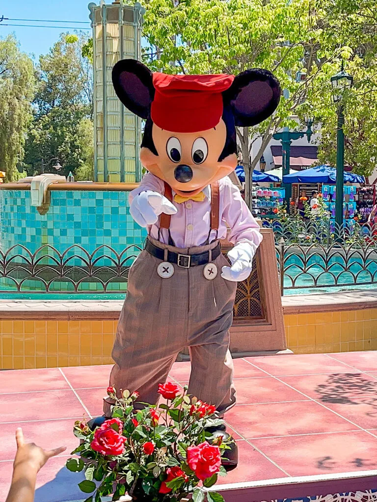 Mickey Mouse on Buena Vista Street at Disney California Adventure Park.