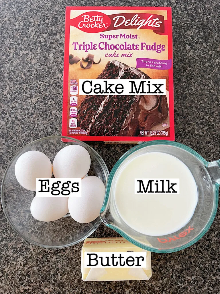 Ingredients to make chocolate cupcakes.