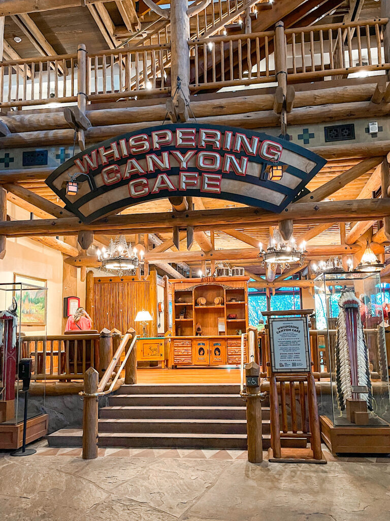 Entrance to Whispering Canyon Cafe at Disney's Wilderness Lodge.