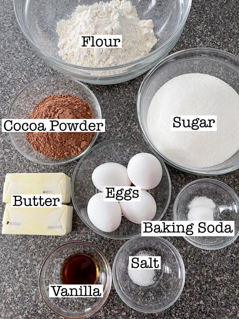 Ingredients to make brownies.