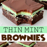 A picture collage of thin mint brownies.