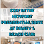 Photo collage of Disney's Beach Club Newport Presidential Suite.