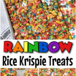 Pinterest photo collage of Rainbow Rice Krispie Treats.