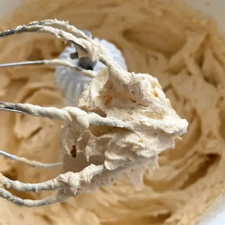 Peanut Butter Whipped Cream on a whisk attachment.
