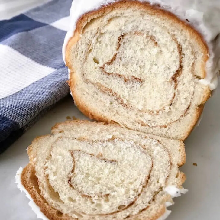 Chunky Cinnamon Bread with icing.