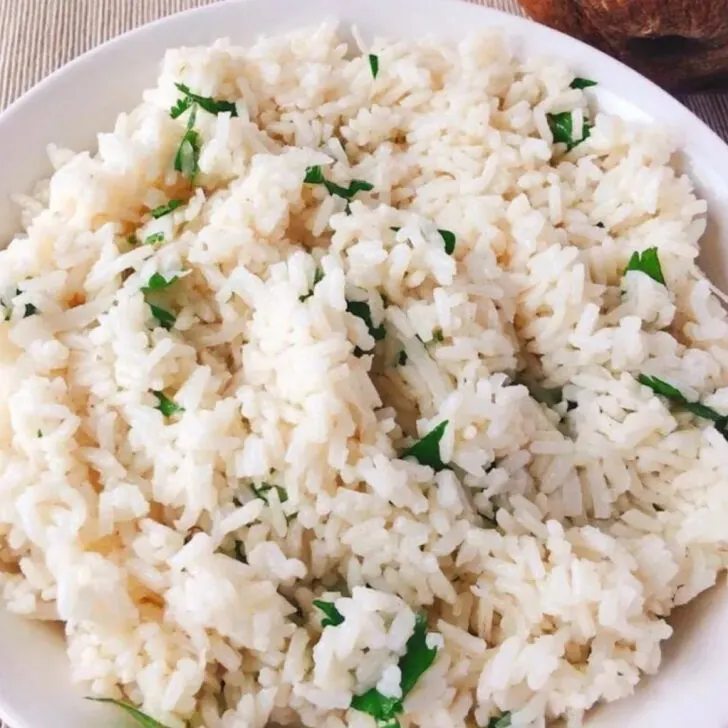 A bowl of coconut rice.