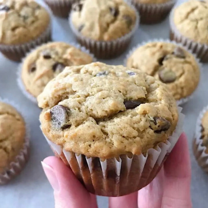 Peanut Butter Banana Muffins with chocolate chips.