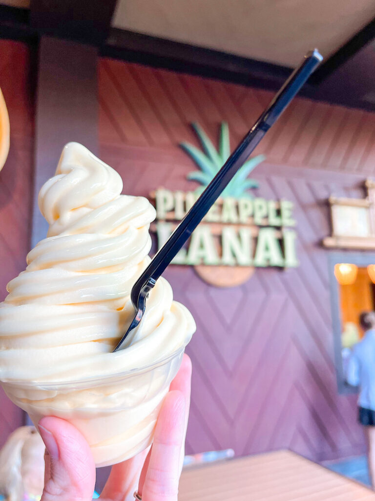 A pineapple Dole Whip soft serve from Pineapple Lanai at Disney's Polynesian Resort.