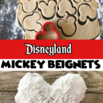 A picture collage of Mickey beignets.