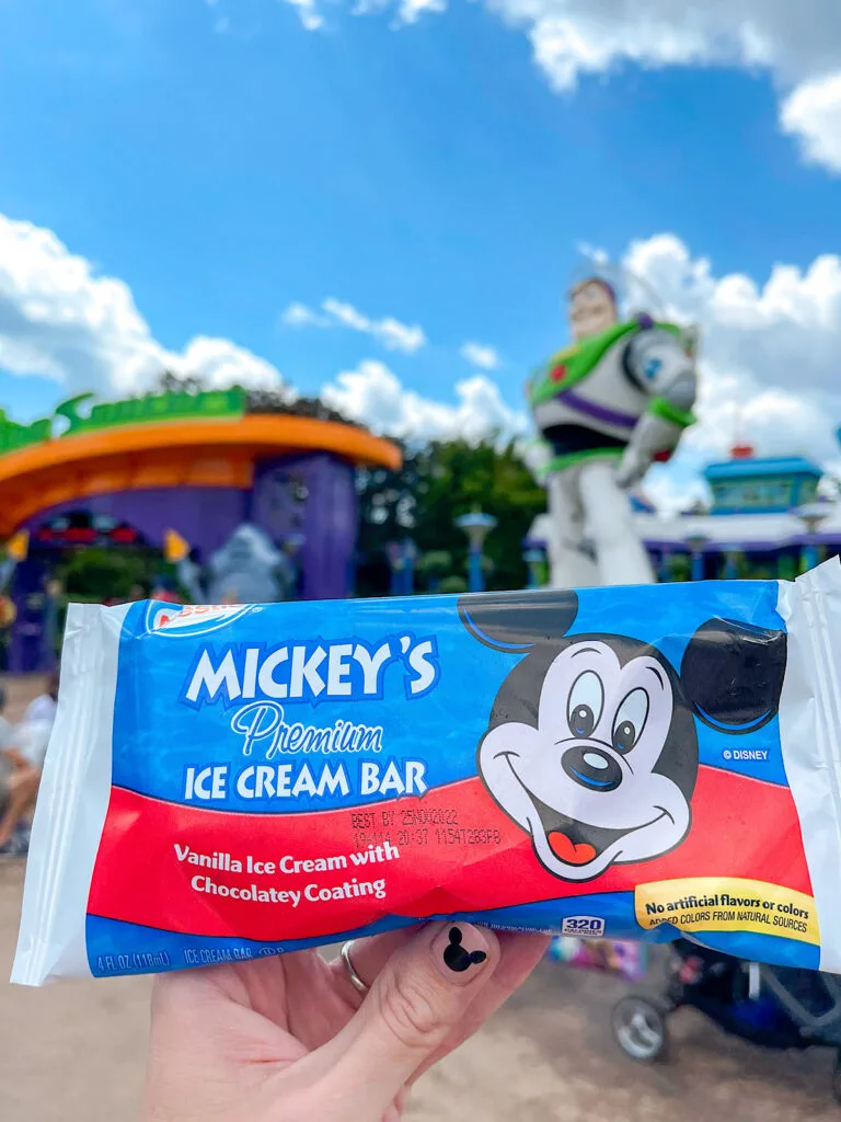 A Mickey Ice Cream Bar at Toy Story Land.
