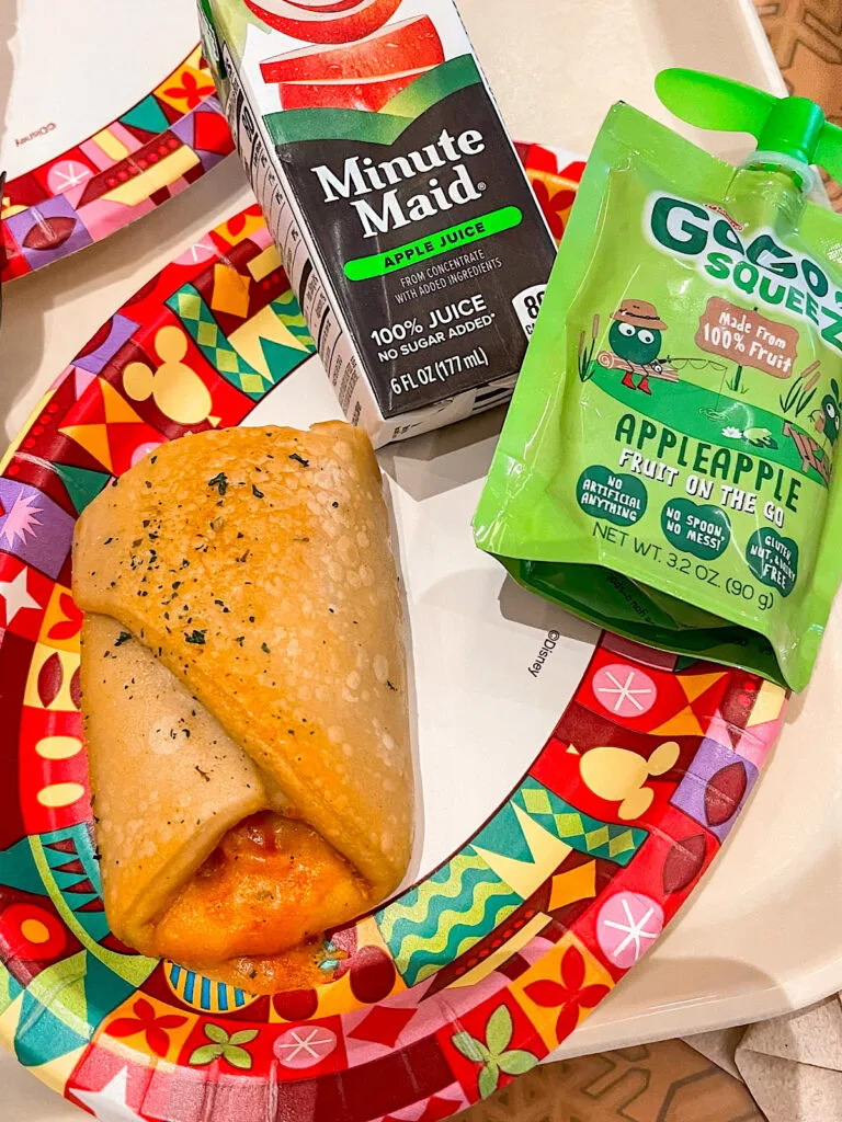 Pizza pocket kids meal from Sunshine Seasons at Epcot.