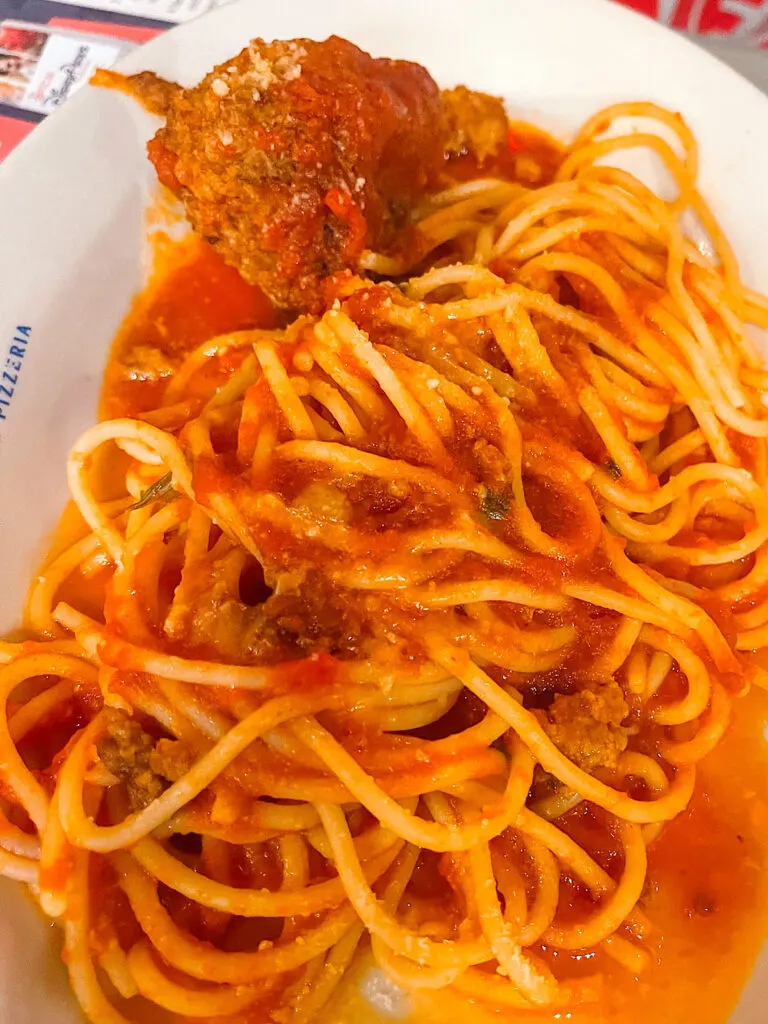 Spaghetti and Meatballs from Via Napoli at Epcot.