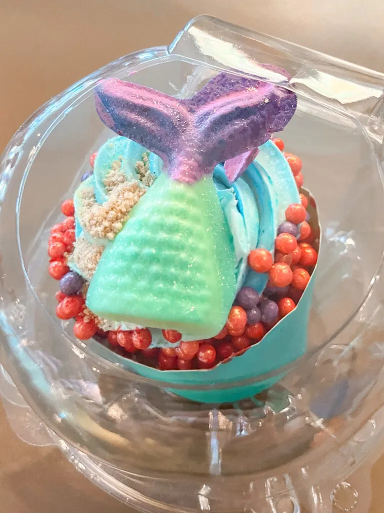 A mermaid cupcake from the food court at Disney's Art of Animation Resort.