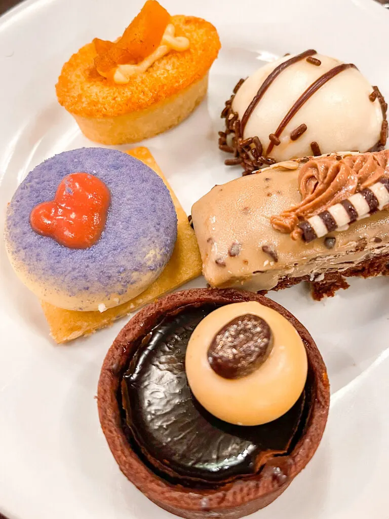 A plate of desserts from the buffet at Boma in Disney's Animal Kingdom Lodge.