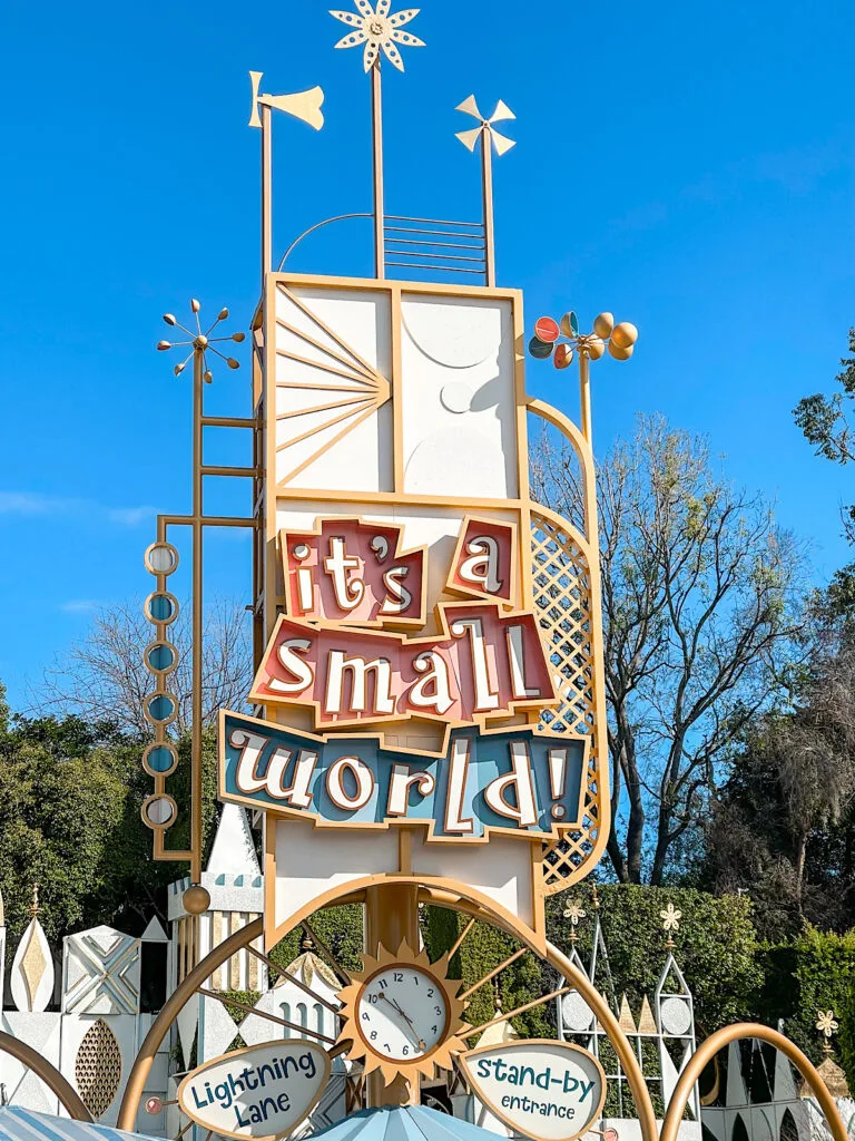 Lightning Lane entrance to "it's a small world" at Disneyland.