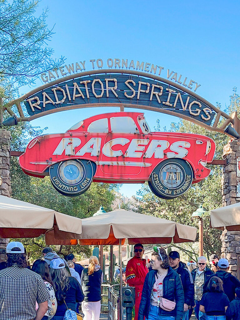 Entrance to Radiator Springs Racers at Disney California Adventure Park.