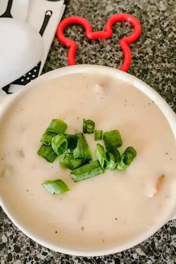 A bowl of Epcot's Canadian Cheddar Cheese soup.