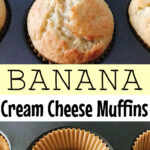 Banana muffins filled with cinnamon cream cheese.