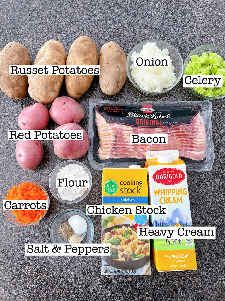 Ingredients to make Disneyland's Loaded Baked Potato Soup.