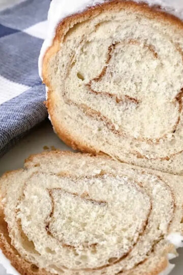 Slices of cinnamon swirl bread.