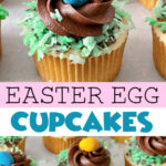 A photo collage of Easter Egg Cupcakes.