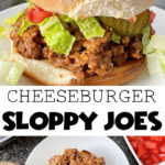 A photo collage of cheeseburger sloppy joes.