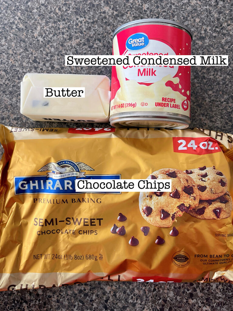 Three ingredients to make Fudge.