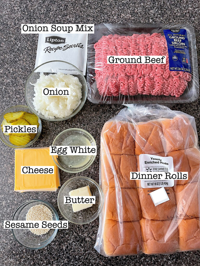 Ingredients to make Big Mac Sliders.