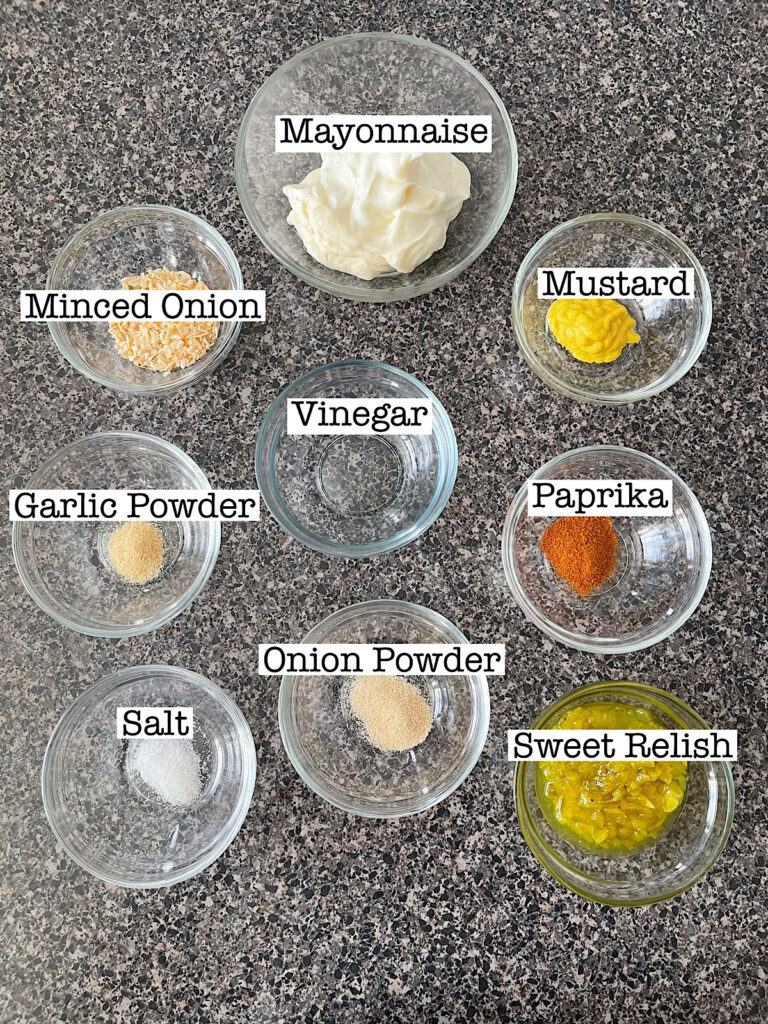 Ingredients to make Big Mac Sauce.