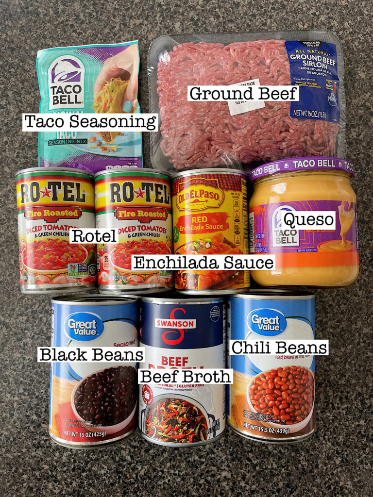 Ingredients to make enchilada chili.