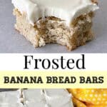 Photo collage of Banana Bread Bars.