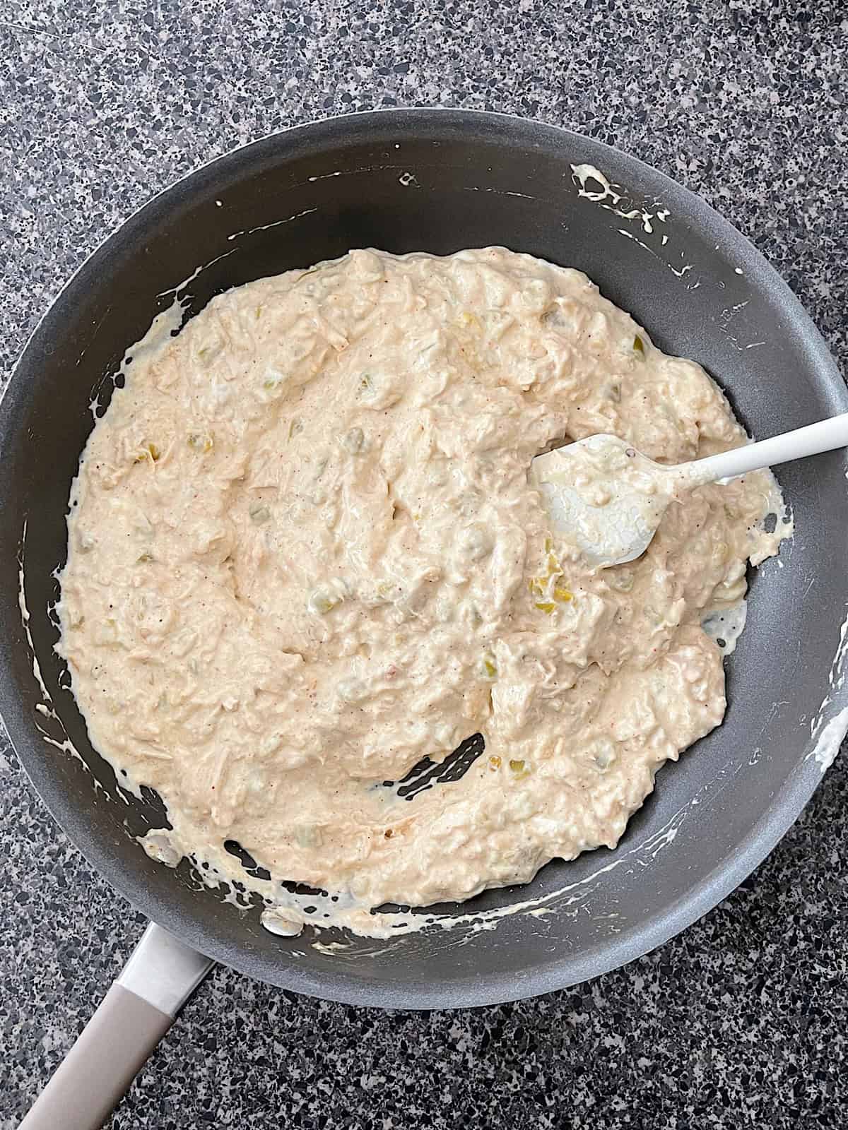 Green chile chicken filling for enchiladas.