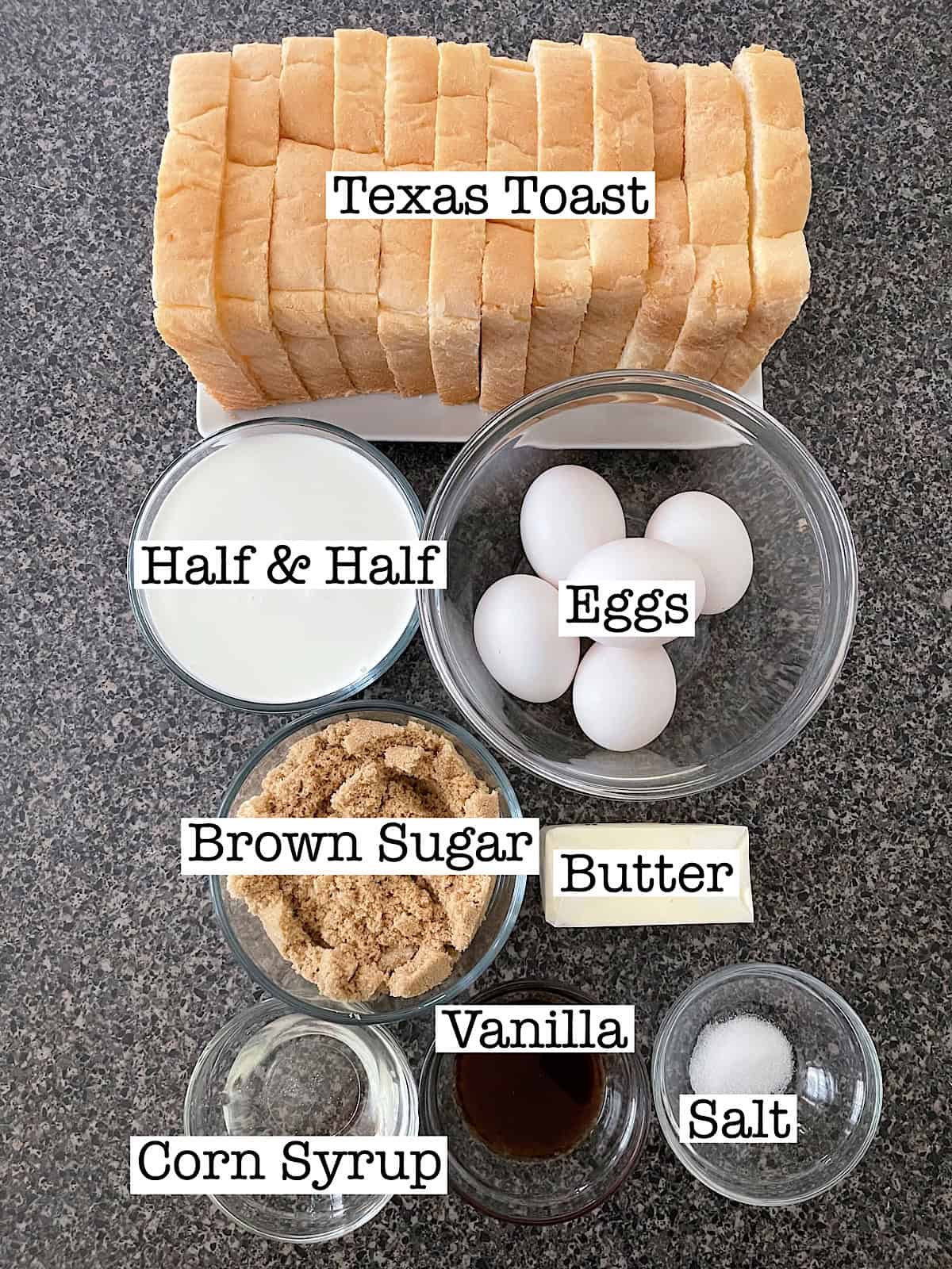 Ingredients to make Crème Brûlée French Toast.