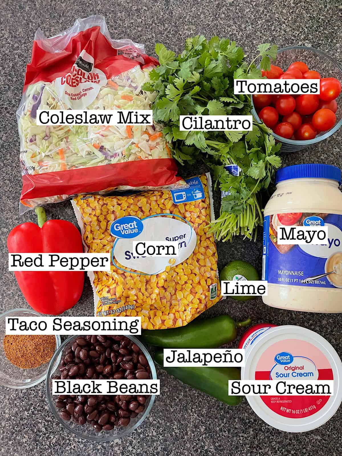 Ingredients to make Mexican coleslaw.