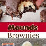 A photo collage of Mounds Brownies.
