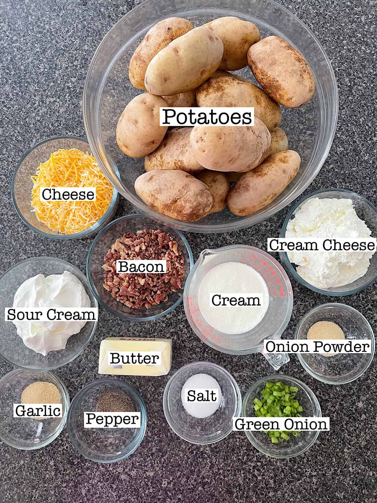 Ingredients to make Twice Baked Potato Casserole.