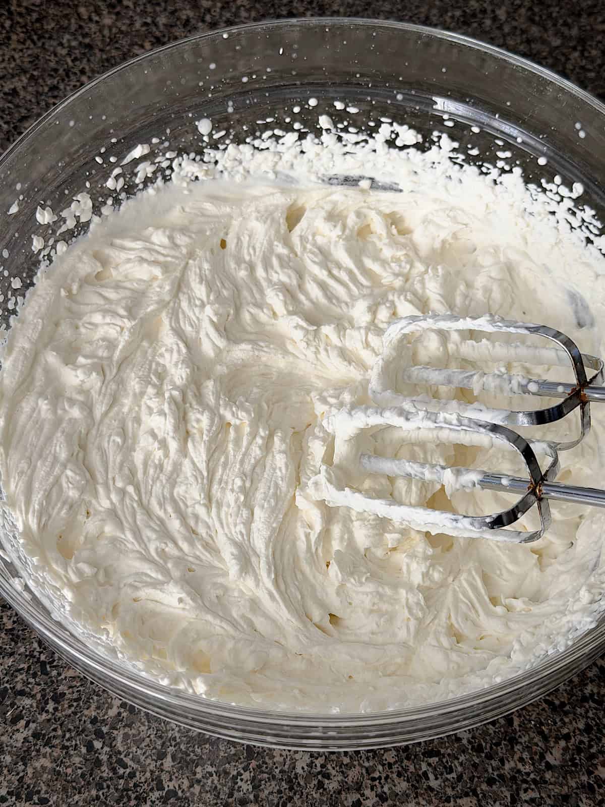 A bowl of whipped cream.