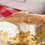 A slice of Eggnog Tres Leches Cake.