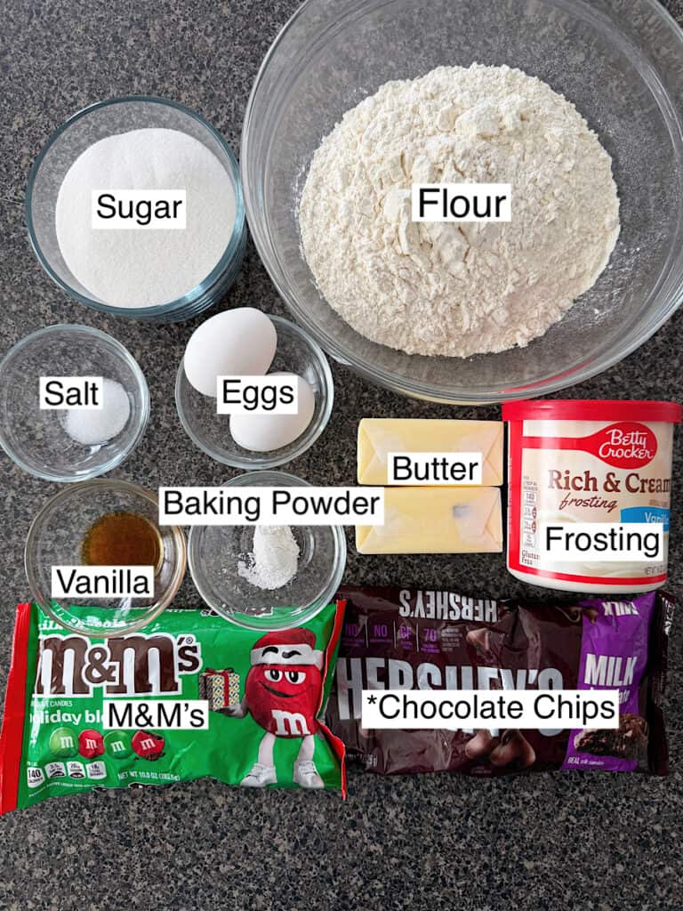 Ingredients to make Santa Sugar Cookies.