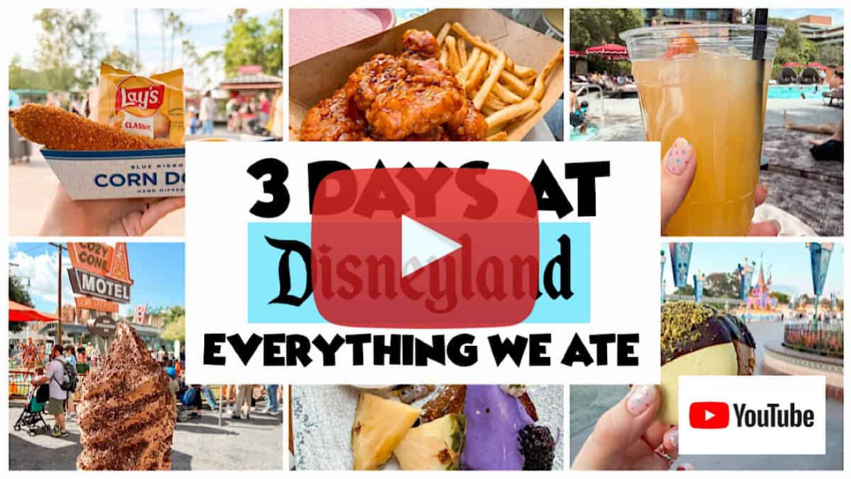 YouTube thumbnail image for Mommy Mouse Clubhouse video about everything we ate at Disneyland.