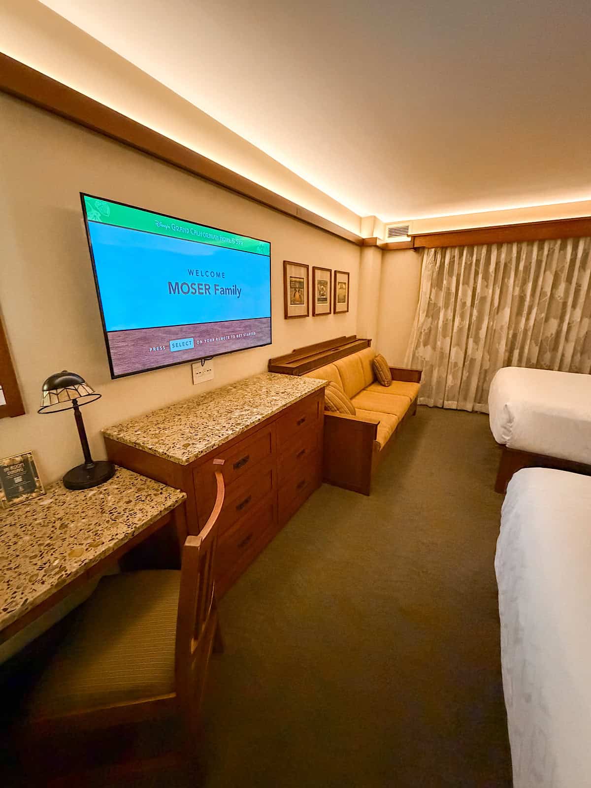 View of a guest room at Disney's Grand Californian Hotel & Spa.