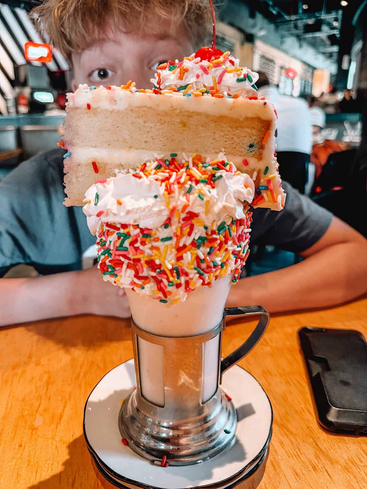 The CakeShake Crazy shake from Black Tap at Downtown Disney..