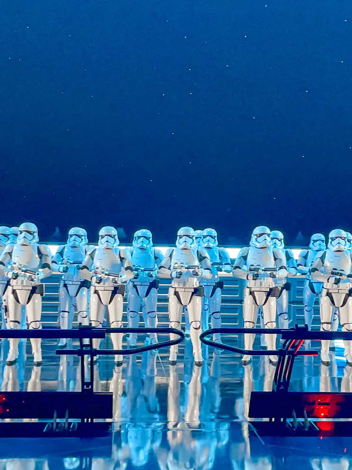 Storm Troopers in Star Wars: Rise of the Resistance at Disneyland.