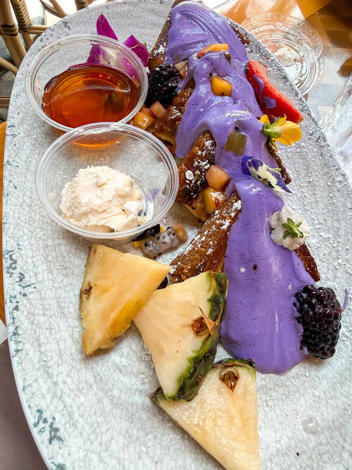 Ube Stuffed French Toast from Tangaroa Terrace at the Disneyland Hotel.