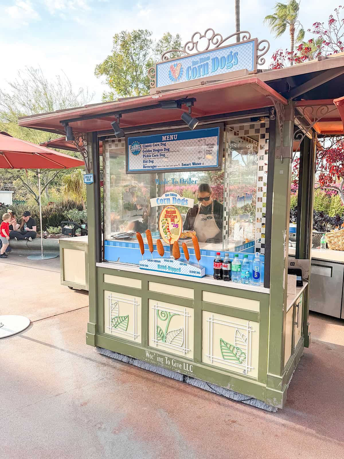 Blue Ribbon Corn Dog kiosk at Downtown Disney.
