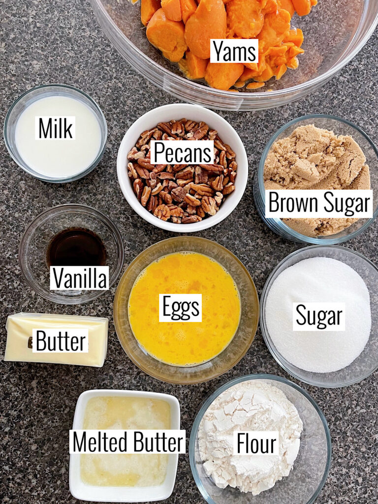 Picture of ingredients used to make candied yams or sweet potatoes.
